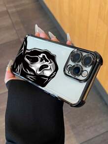 1 pieza Funda protectora de TPU a prueba de golpes con calavera de estilo Halloween/Diablo enchapada para iPhone 17 Pro Max/Air 16 Pro Max/16 Pro/16/15 Pro/15/13 Pro Max/12 Pro Max/15 Pro Max/14 Pro Max/13 y Galaxy S25 Ultra/Galaxy S24 Ultra/Galaxy S23/Galaxy S22/Galaxy S21