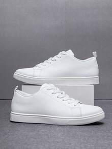 Men's Fashion Casual Sneakers, Breathable Low-Top Trainers - White - View 3
