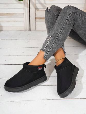 女款复古时尚优雅纯色户外抓绒雪地靴厚底防滑短靴保暖防寒冬季新款加厚保暖防冻雪地靴防水防滑舒适雪地靴男女款设计户外防滑舒适厚底平底鞋冬季拖鞋