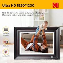WiFi Digital Picture Frame 1920 X 1200 HD Touchscreen Digital Photo Frame 10.1 Inches Intelligent Electronic Picture Frame With 32 GB AutoRotate Share Moments Instantly Gifts Wood Frame - Gỗ đen - Xem 2