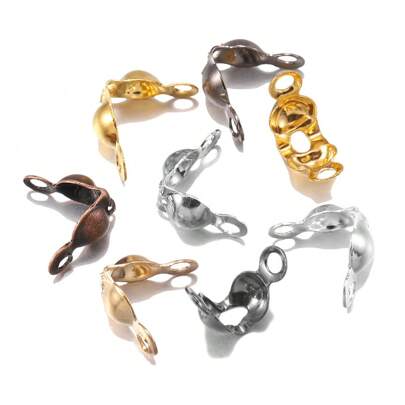 200pcs/Lot Connector Clasp Fitting 4*7mm Ball Chain Calotte End Crimps Beads Connector Components For DIY Jewelry Making Supplies