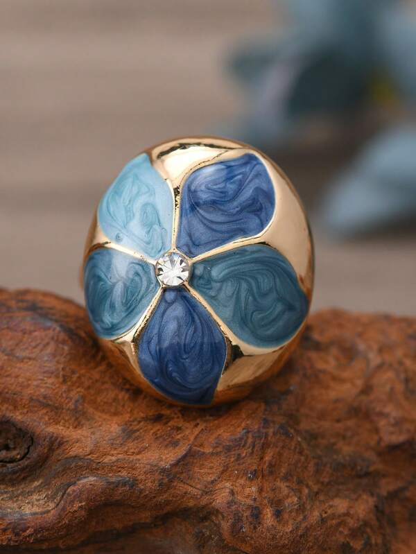 1 pièce Bague fleur colorée à la mode, convient pour le port en soirée