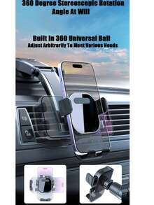 Soporte para teléfono de coche con clip fijo y giratorio de 360 grados - Negro - Ver 3