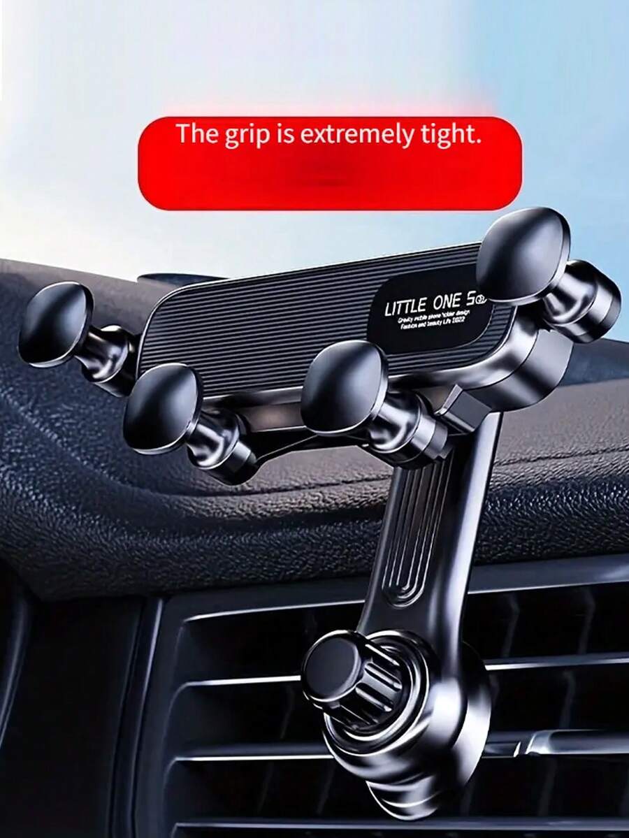 通风口车载手机支架 - 安全重力锁支架，配有防滑硅胶垫，可轻松夹上，确保安全驾驶 - 黑色 - 查看 1