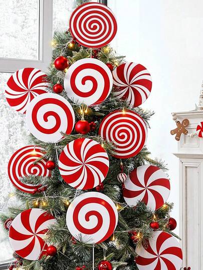 8 piezas/4 piezas/1 pieza - Decoraciones navideñas para interiores, Selección de árbol de Navidad - Bastón de caramelo rojo y blanco grande, Selección de árbol de Navidad, Selección de árbol de Navidad, Selección de decoraciones navideñas, Dulces lindos, Selección de decoraciones florales, Adecuado para el hogar, la oficina, la fiesta de Navidad, la decoración del jarrón. Decoración del hogar, decoración de la habitación, decoraciones navideñas de invierno, regalos navideños para el hogar, decoraciones navideñas