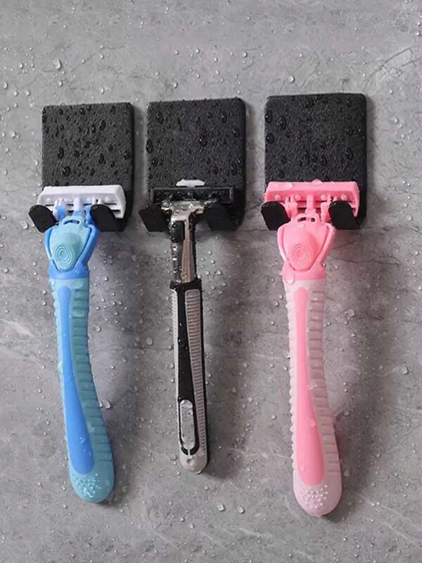 1/2 Pcs No Drill Razor Holder, Wall Mounted With Hook, Can Store Power Cord And Plug, Clothes, Bags - Home Bathroom Decor, Back To School Season