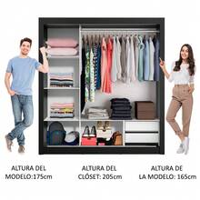 Ropero Closet Madesa Lyon 3 Puertas 2 Cajones Color Negro y Marrón - Negro y Marrón - Ver 6