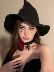 1 件男女通用女巫帽，可折叠针织尖头巫师帽，适合万圣节、化装舞会、冬季