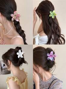 4 件/1 件 2.83 英寸/7.2 厘米大号渐变色花朵发夹，优雅、百搭、时尚，适合女性日常佩戴、派对、海滩、马尾辫、发髻、洗漱、化妆、服装配饰发夹爪夹发夹发夹发夹发夹发饰秋季配饰 - 彩色 - 查看 12