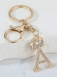 1 件休闲街头风格英文字母钥匙扣，带 26 个水钻字母，闪亮字母装饰钥匙扣，优雅的手提包、背包饰品，完美的礼物汽车配件可爱哥特 Y2k