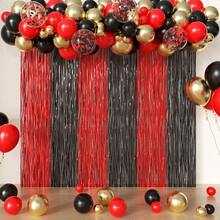 Red And Black Foil Fringe Curtains And Balloon Garland Arch Kit 2 Pack 3.2x8.2 Feet Backdrop Tinsel Curtains And 78 Pcs Balloons For Deadpool Twilight  Party Decorations Red And Black-0162 - Đỏ và Đen - Xem 1