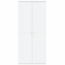 Aparador Alto Larryhot Blanco 80x35x180 cm Madera de Ingeniería, Hermoso y Práctico, Ideal para Almacenaje y Decoración del Hogar - Blanco - Ver 3