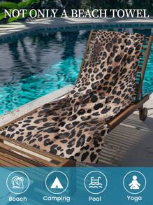 1pc Printed Beach Towel, Leopard Pattern Swim Towel, Bath Towel, Fashion Style Beach Towel, Super Absorbent Bath Towel For Bathroom, Swimming, Fitness, Yoga, Soft And Comfortable Microfiber Towel, Lightweight And Portable, Wind And Sun Protection, Sandproof For Summer Travel, Vacation Holiday Bathroom Decor, Available With Or Without Storage Bag, Recommend Regular Sizes And Larger Sizes, (35*75cm Small Size Face Towel,150cm Or Above Recommended) - Multicolor - View 9