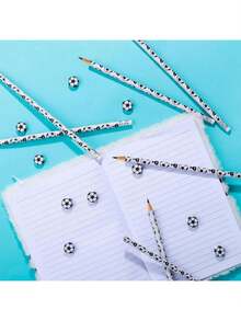 12 Pcs Sports Pencils And 12 Pcs Sports Ball Erasers Fun Wooden Pencils With Sports Eraser For Sports Themed Birthday Party Favors Office Supplies (Soccer),Christmas - White - View 6