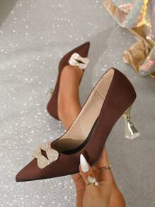 全新女式高跟中跟尖头时尚百搭浅口鞋