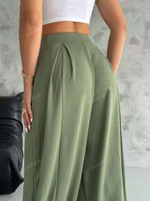 Modal Pleated Casual Pants, Solid Color