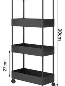 Carrito De Almacenamiento Multiusos Para La Cocina 4 Niveles - Negro - Ver 7