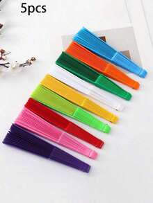 PC/5PCS塑料便携式手持球形风扇，中日婚礼装饰折叠，低调简约的送礼佳品，适合派对、婚礼、典礼、家居装饰，或作为礼物赠送他人、表演道具；适合DIY，适合派对主题或打造独特设计。（产品生产过程中存在轻微瑕疵，但不影响成品）