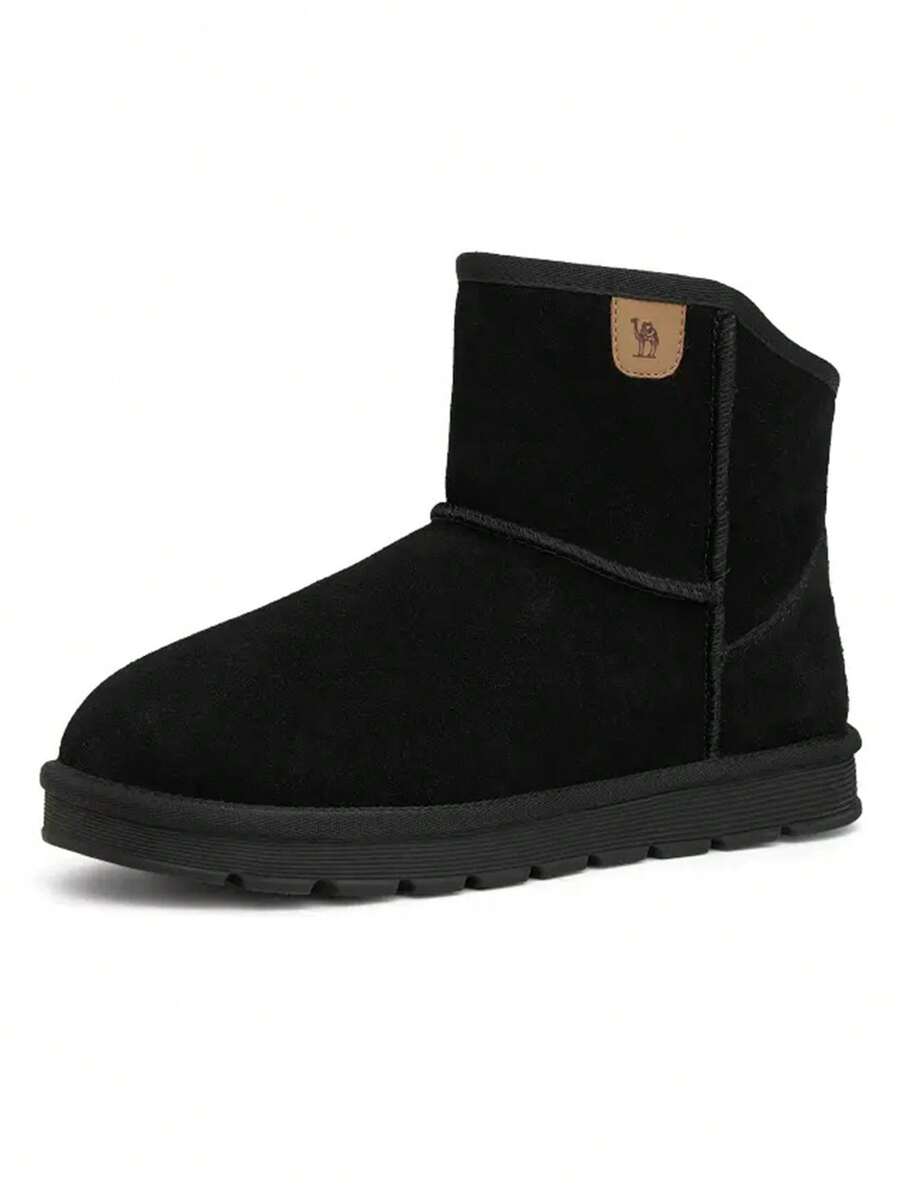 CAMEL CROWN 男士保暖内衬雪地靴，防滑防寒冬季鞋 - 黑色 - 查看 1