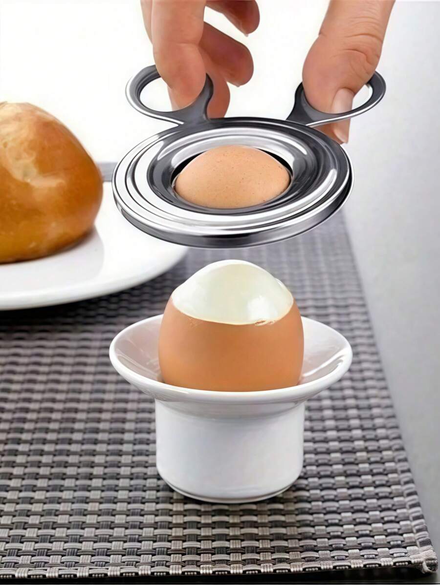 1/2pcs Boiled Egg Topper, Egg Shell Cracker, Stainless Steel, Eggshell Cutter, Practical, Convenient To Operate, Household Eggsplitting Machine, Kitchen Tools, Kitchen Utensils