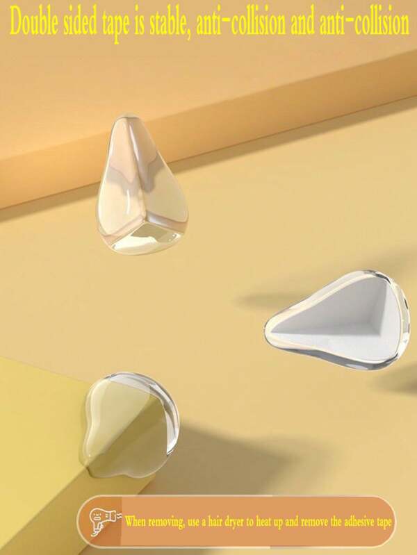 4 piezas Protector de esquina de mesa de silicona para bebés, forma de gota de agua transparente, cubierta de borde de escritorio anti-colisión para niños