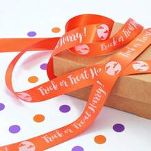 Panglică de satin personalizată de Halloween în 10 culori – Imprimeu personalizat cu nume pentru ambalare elegantă de cadouri, decorare de torturi, nunți și evenimente speciale