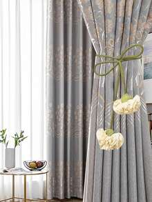 2 件花卉窗帘绑带，配优雅装饰窗帘绳，绿色长绳花卉图案，家居和办公室窗帘杆配件，美观时尚的家居装饰 - 彩色 - 查看 7