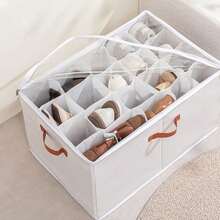 1 pièce Boîte de rangement pour chaussures sous le lit avec grille de 12/16/20 compartiments en tissu visible, organisateur de chaussures pour baskets et sandales, convient pour l'organisation de la maison - Noir - Voir 8