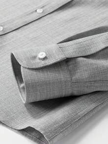 1 szt. męska jasnoszara koszula z długim rękawem i stójką, uniwersalny top biznesowy, dopasowany krój, odporny na zagniecenia, łatwy w pielęgnacji - Jasnoszary - Zobacz 11