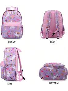 Polaris Preschool Backpack Kindergarten Little Kids Toddler Elementary School Backpacks For Boys And Girls With Chest Strap(Purple Unicorn) - 紫色獨角獸 - 查看 5