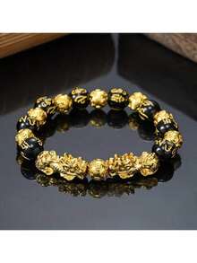 1 件精美黑曜石珠貔貅手链 - 招财进宝，男女通用黑色幸运符 - 适合父亲节、圣诞节、新年、情人节等节日礼物 - 彩色 - 查看 13