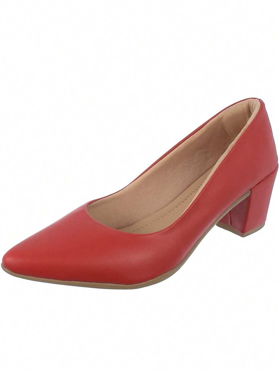 Anna Karol 6cm High Thick Heel Luxury Pointed Toe Pumps - 紅色 - 查看 1