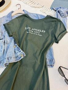 Women's Cotton Dress - Green - View 1