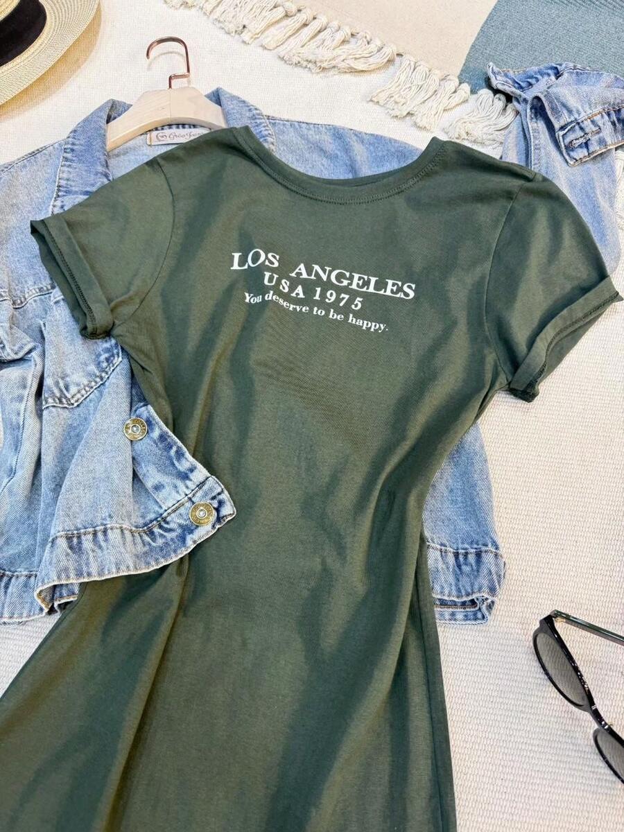 Women's Cotton Dress - Green - View 1