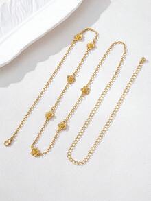 1 件优雅性感精致耳钉花朵腰链，适合女士