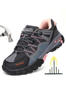 新款时尚运动安全靴，超轻增高安全鞋；女士软底耐磨舒适鞋；绝缘透气抗冲击防刺穿工作鞋女鞋。 - 黑色 - 查看 17