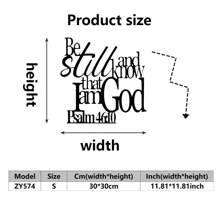 1pc Metal Wall Art, Home Decor, Bible Verse, Psalm 46:10 "Be Still And Know That I Am God"