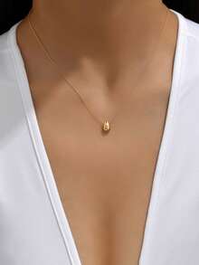 1 件奢华精品复古心形 Y 型项链女士新款时尚不锈钢日常锁骨链 - 銀色 - 查看 6