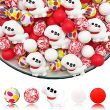 5/25pcs Cute 3D Puppy Silicone Beads DIY Jewelry Making - Animal Themed Decorative Pendants With Plaid And Paw Print Patterns, Suitable For Bracelets, Necklaces And Crafts - Puppy Series - View 16