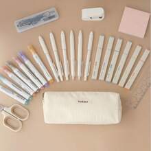 Bomtop Large Capacity Pencil Case, Corduroy Pencil Case, Backpack, Cosmetic Bag, Toiletry Bag, Minimalist, Multi-Color - Multicolor - View 6