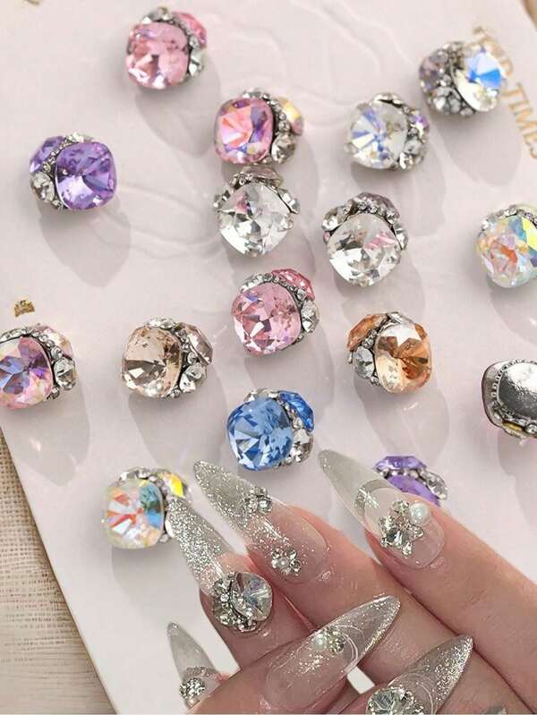 5/10 Stücke gemischte dicke quadratische gestapelte Diamant Nagel Accessoires Diamant Kugeln, dreidimensional funkelnde gestapelte Diamanten für Handnagel Dekoration, süß, einfach, atmosphärische Farbe Nagel Diamanten, Nagel Accessoires Farbe zufällig