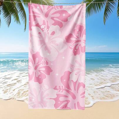 1pc Printed Beach Towel, Floral Pattern, Can Be Used As Swimwear, Bath Towel, Fashion Style, Super Absorbent, Suitable For Bathroom, Swimming, Fitness, Yoga And Other Occasions. Soft And Comfortable Microfiber Material, Lightweight And Easy To Carry, Windproof, Sunscreen, Anti-Sand, Suitable For Summer Travel, Vacation, Bathroom Decor. Recommended To Choose Regular Size And Larger Size (E.G. 35*75cm Small Face Towel, Recommended 150cm And Above)