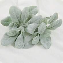 Lambs Ear Stems  Artificial Flocked Lambs Ear Leaves Faux Greenery Stems For DIY Garlands Wreath Wedding Bouquet Centerpiece Home Decoration - 綠色 - 查看 10