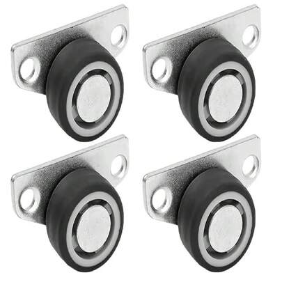 4Pcs Silent Rubber Casters, Drawer Wheels, For Furniture, Kitchen Cabinet Table ,Of Side Installation Low Profile Replace Wheel