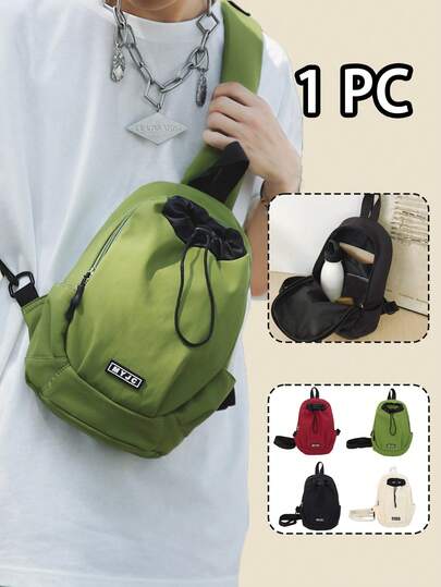 Lightweight Contrast Color Crossbody Bag - Multi-Functional Chest Pack With Water Bottle Holder | Large Capacity Zippered Shoulder Bag For Hiking, Travel & Daily Use | Unisex Sporty Sling Bag With Adjustable Strap | Multiple Colors Available | Back To School Essential & Outdoor Adventure Must-Have