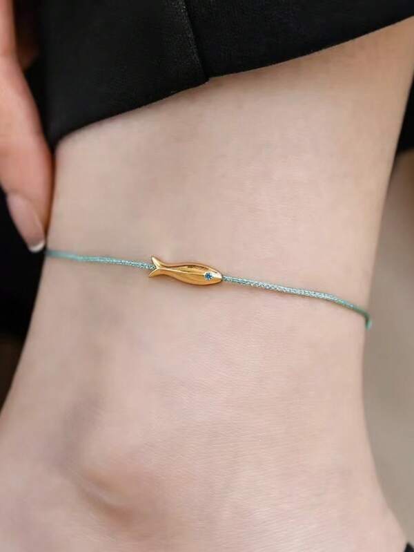 1pc Elegant Fashion Beaded Fish Anklet: Beach, Party, Daily Accessory, Minimalist Style