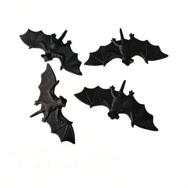 10pcs Realistic Black Plastic Bat Decorations - Scary Halloween And Day Of The Dead Party Favors, Detailed Winged Statues To Create A Spooky Atmosphere, No Power Needed