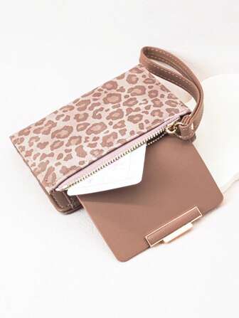 Cartera corta de mujer con parches de color contrastante, monedero con cierre a presión de gran capacidad, estampado de leopardo y grano de árbol, multifuncional para tarjetas, elegante y práctico para estudiantes jóvenes, ligero y de moda, ideal como regalo para vacaciones