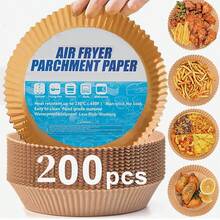 [ Food Paper ] 50/100/200pcs Round Air Fryer Paper - Baking Paper&Silicone Paper - Food Storage Container - Baking Paper Tray - Paper Plate - Baking Tools/Kitchen Accessories - Suitable For Daily Home Kitchen&Outdoor Camping Barbecue&Hotel Restaurant Kitchen Supplies - Festival Party Supplies - Birthday Party/Halloween/Christmas/Easter/Spring Festival - Party Necessities