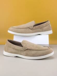 时尚设计师男士莫卡辛平纹绒面革一脚蹬乐福鞋男士皮鞋绅士商务社交鞋男士日常办公室派对婚礼鞋男士情侣约会浪漫晚餐节日礼物返校学生休闲鞋学院风，请选择大一码